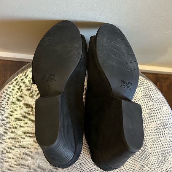 Eileen Fisher ~ Fig d’Orsay Black Leather Open Toe Shoes in size 9 - Picture 10 of 15